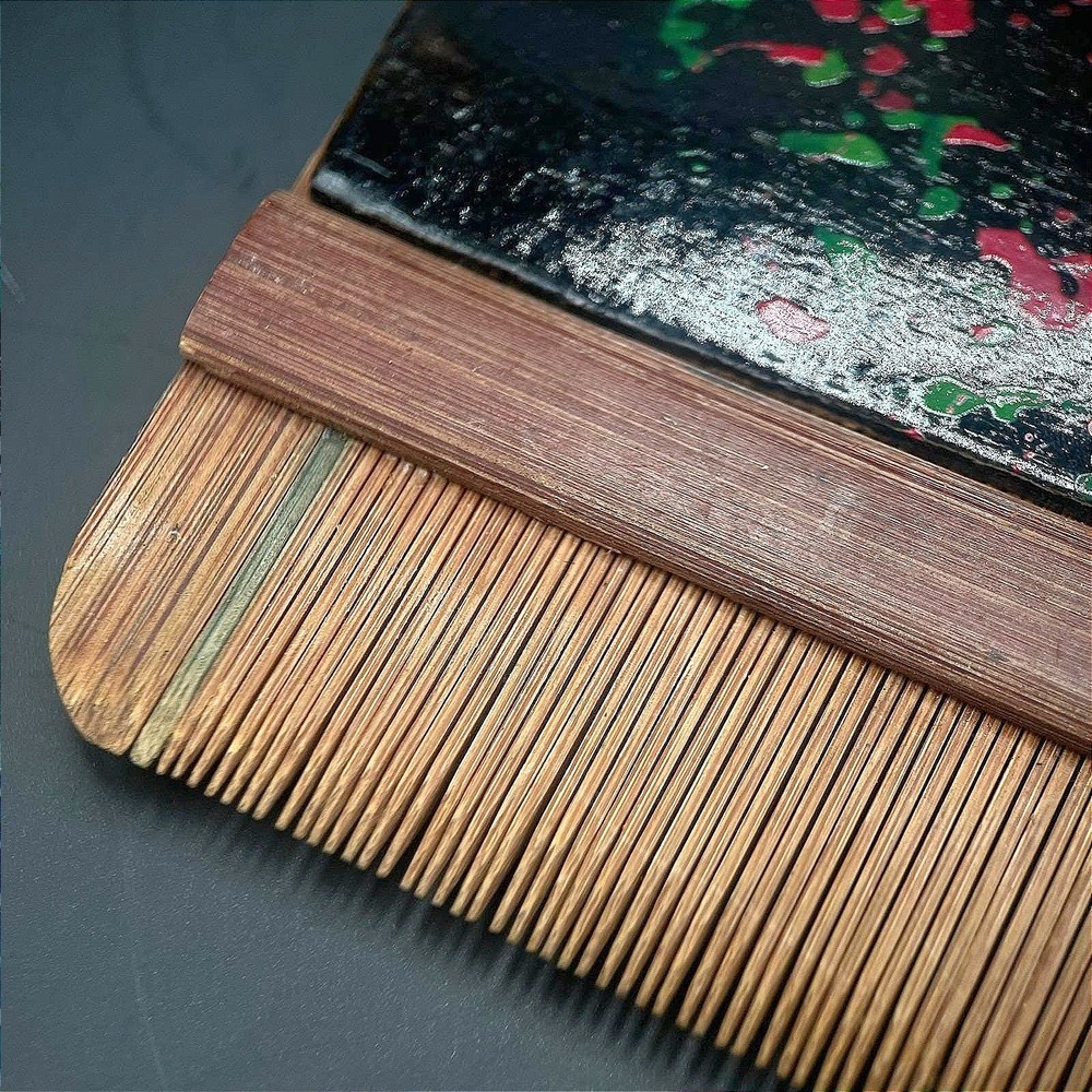 Vintage Black Brown Dyed Wood Bamboo Super Dense Tooth Classic Hair Comb Retro